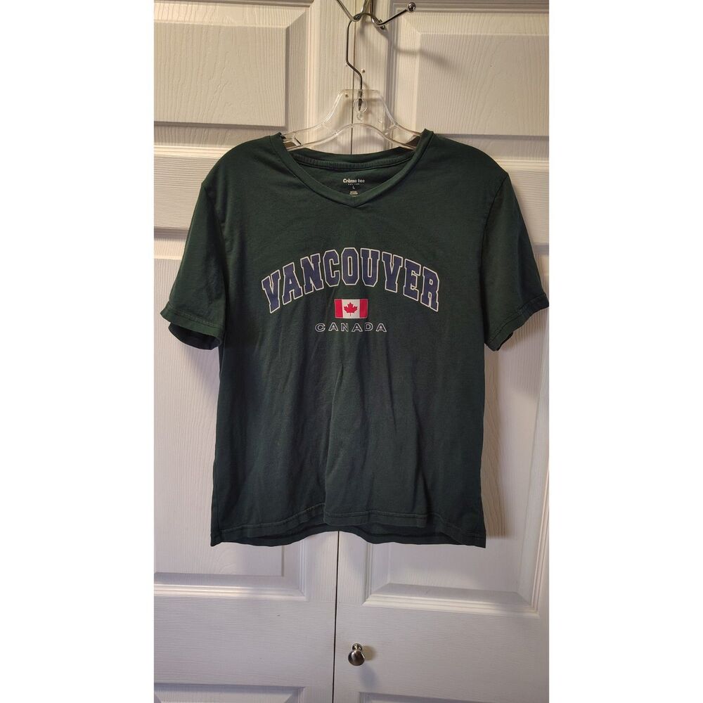 Crème Tee Vancouver Canada Graphic T-Shirt Large L Forest Green Souvenir Tee